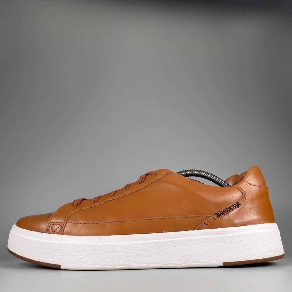 Kizik Vegas Mens 12 WIDE Cognac Brown Leather Hands Free Slip On Casual Shoe EUC